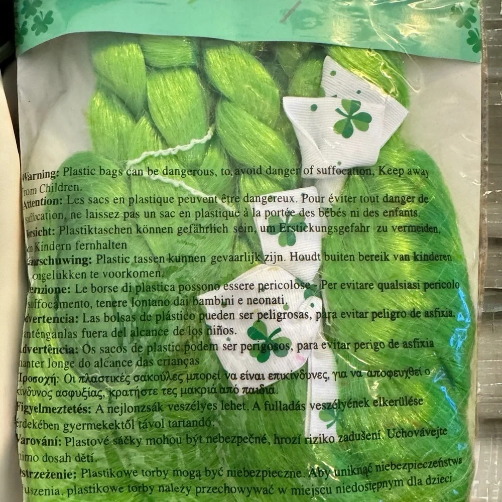 Claire’s Green Shamrock Pippi Longstocking Wig NIP